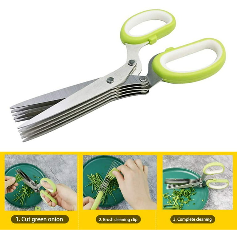 Stainless Steel Scissors Herb Scissors Kitchen Shears With 5 Blades And  Cover Multipurpose Kitchen Shears Safe Kitchen Scissors For Cutting Herbs  And