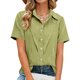 thumbnail image 3 of Camisas de Manga Larga para las Mujeres Suelto Ajuste Solapa Botón de Manga Corta Imitación Túnica de Lino, Camisas de Manga Larga para las Mujeres Bajo Scrubs Blusa Casual, 3 of 7