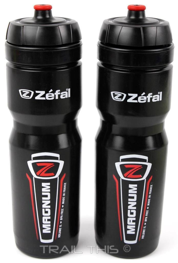 2-Pack Zefal Magnum 33oz 1L Bike Water Bottles BPA Free Dishwasher Safe Clear 