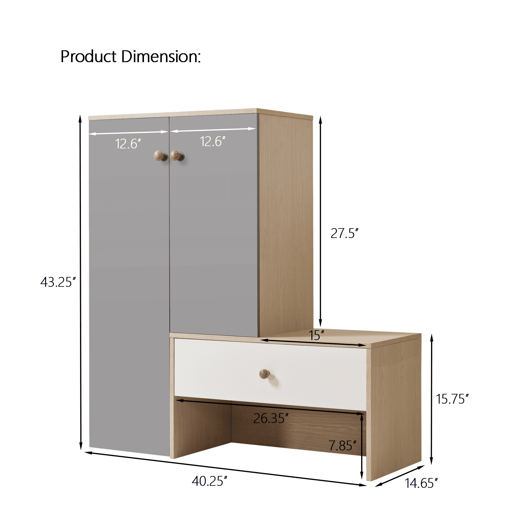Euroco 12 Pair Shoe Storage Organizer with Bench 43.25''h Shoe Cabinets with Drawer, 6-Tier Shoe Rack with Adjustable Shelves