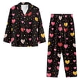 thumbnail image 4 of SCRAWLGOD Love Heart Womens Button Up Pajama Sets for Women Long Sleeve Pants and Top Size XL V Neck Ladies 2 Piece Pajamas Comfy House Wear for Women, 4 of 7