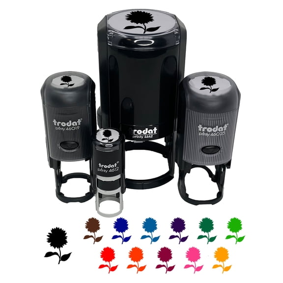 Sunflower Solid Self-Inking Rubber Stamp Ink Stamper - Black Ink - Mini 1/2 Inch