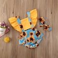 thumbnail image 3 of Douhoow Infant Girl Sleeveless Ruffle Sunflower Romper Headband Baby Summer Clothes, 3 of 7