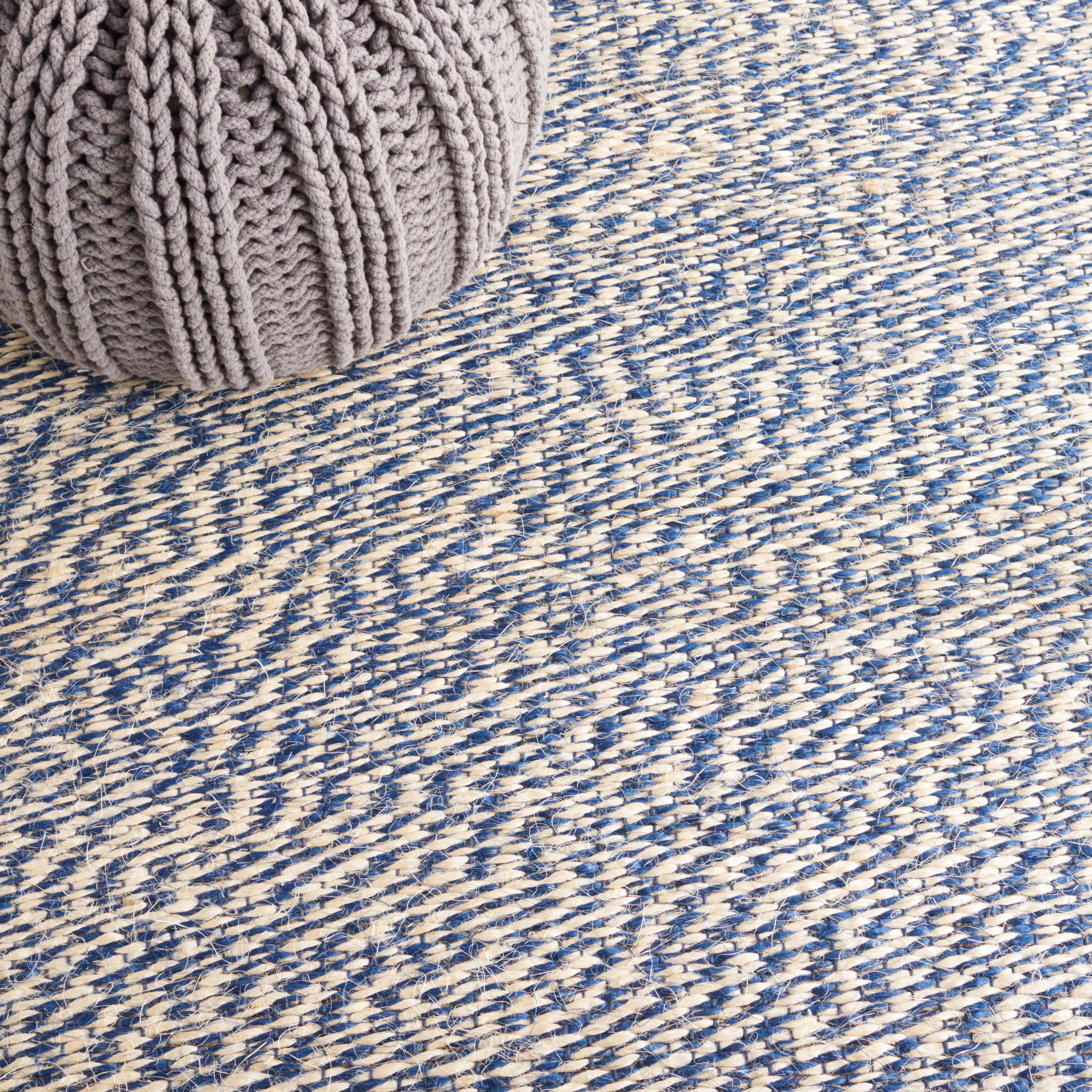SAFAVIEH Natural Fiber Lars Solid Area Rug, Blue/Ivory, 8' x 8' Square