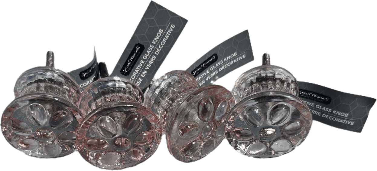 Pink Glass Cabinet Knobs Hardware 4 Pieces 1-1/2 diameter