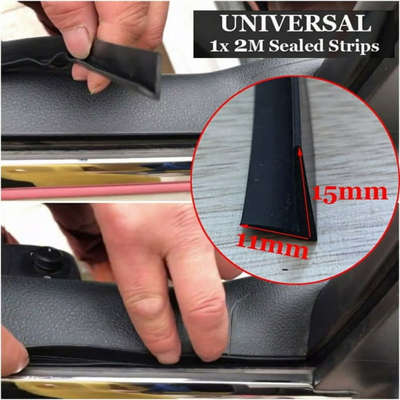 MYG Black 2M Car Door Casement Trim Edge Moulding Rubber Noise Weatherstrip Seal Strip