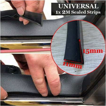

Black 2M Car Door Casement Trim Edge Moulding Rubber Noise Weatherstrip Seal Strip