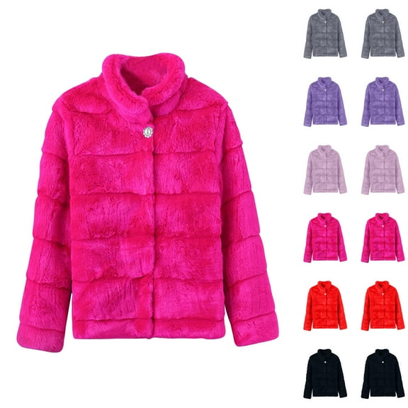 Olyvenn Winter Faux Fur Coat for Women Oversized Solid Color Open Front Cardigan Outerwear Long Sleeve Buttoned Fleece Jacket Black M