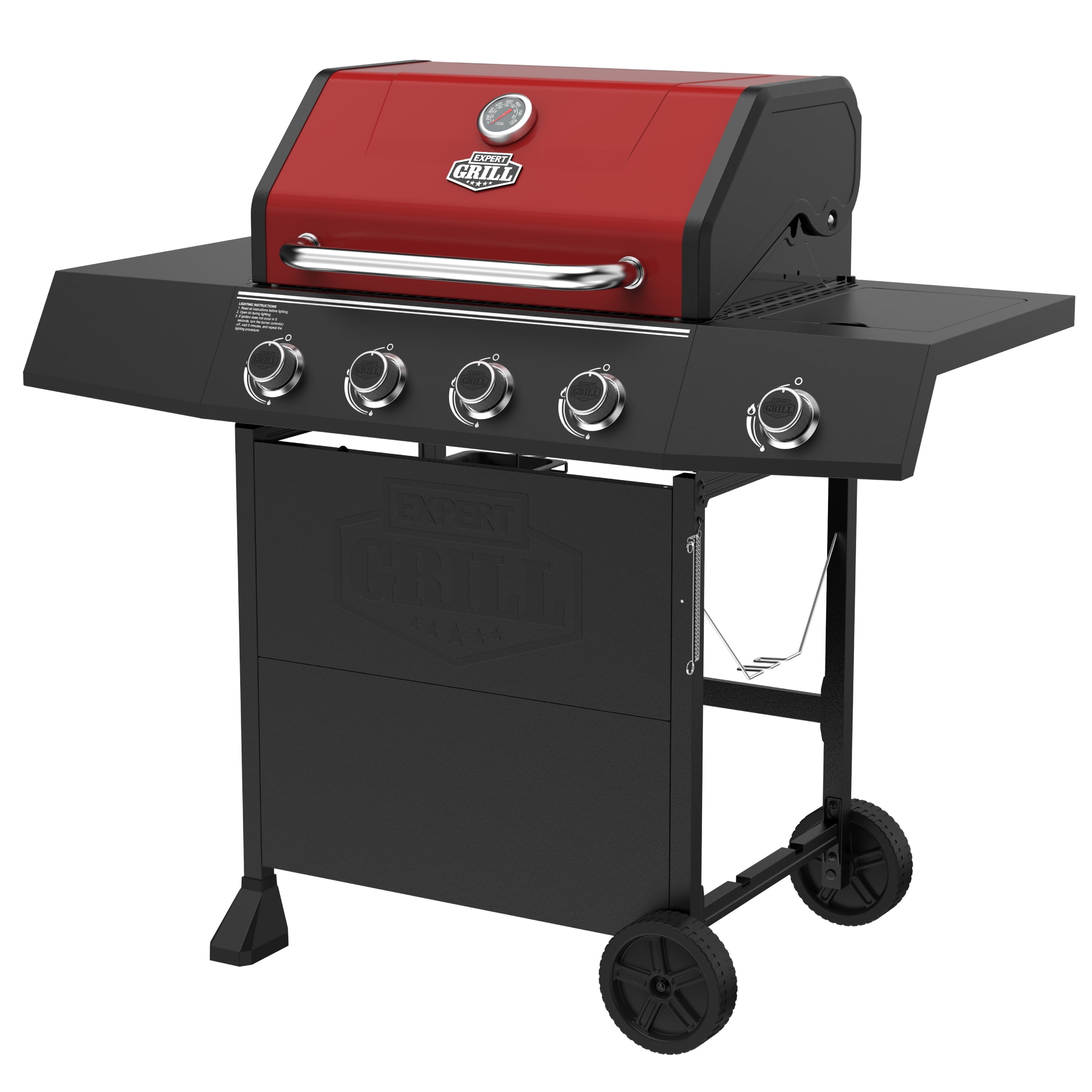 Expert Grill 4-Burner Gas Grill with Side Burner, Red