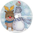 thumbnail image 1 of FMSHPON Cute DeerSnowman Xmas Christmas Tree Skirt Stand Mat for Holiday Party Decoration Indoor Outdoor 36 inches, 1 of 6