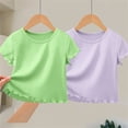 thumbnail image 7 of Gytharion 2PCS Girls Summer Short Sleeve Shirts Soild Color Crew Neck T-shirts Kids Fashion Casual Tops,1Y-12Y, 7 of 7