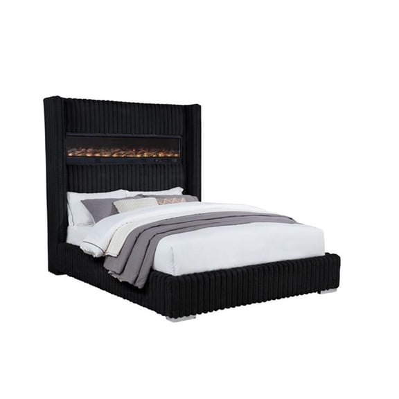 Best Master Furniture Uphoria Rabbit Velvet Bed Frame (Eastern King/ Black)