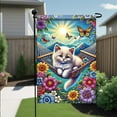 thumbnail image 4 of Welcome Spring Cat Garden Flag Spring Summer Floral Flower Garden Flag Double Sided 12 x 18 Kitty Kitten Sunflower Butterfly Yard Flag Outside Decorations Outdoor Small Decor Banner, 4 of 10