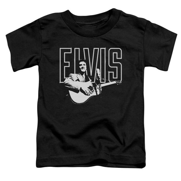Trevco ELV781-TT-1 Elvis Presley & White Glow Short Sleeve Toddler T-Shirt, Black - Small - 2T