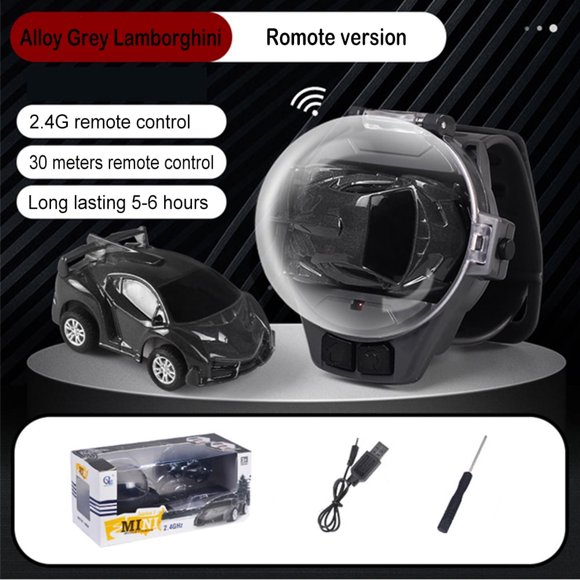 CNKOO Kids Toys, Novelty Toy for Kids Wearable Watch RC Car Mini Flexible Rechargeable Car Gift for Christmas Alloy Black