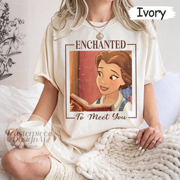Retro Enchanted To Meet You T-Shirt, Belle Princess Inspired Shirt, Disney Princess, Disney Girls Trip 2025, Princess Birthday Girl Tee