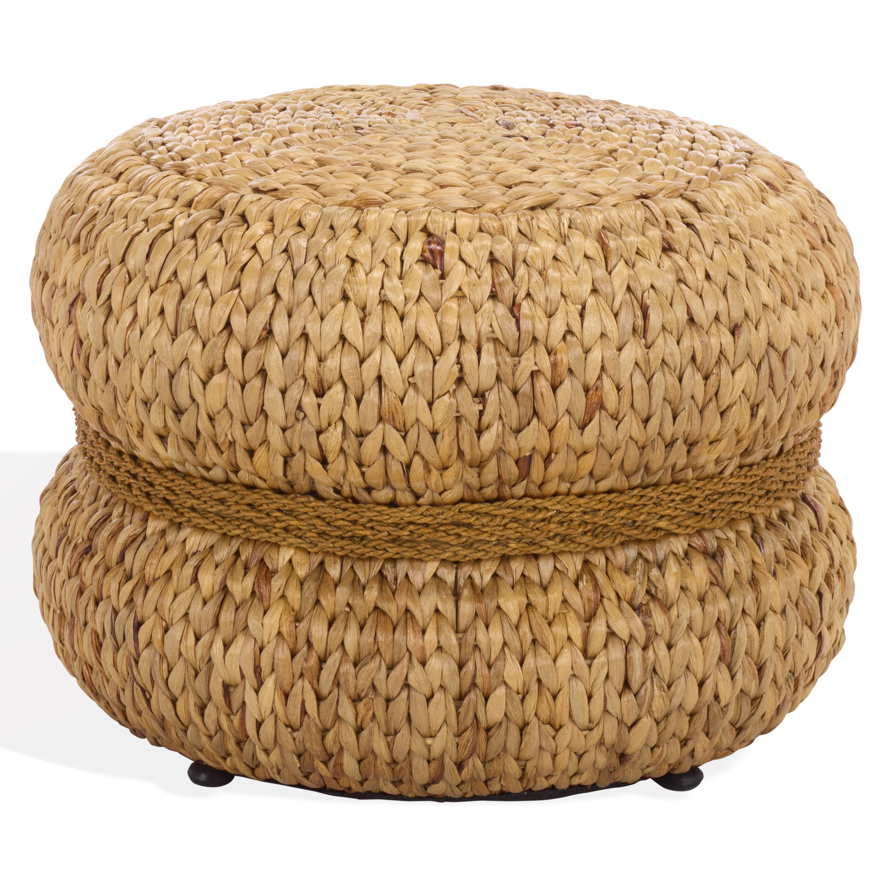 Safavieh Couture Olwynn Water Hyacinth Ottoman, Natural