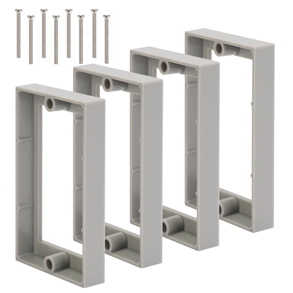 XGGYA Single Gang Receptacle Outlet Box Extenders 1/2",Electric Outlet Extender Box with 8 Screws,Receptacle Extender for Electric Box and Electric Outlet Switches, Gray (Pack of 4)