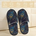 thumbnail image 2 of Slippers for Women, Peacock Feathers Womens Slippers Fuzzy Winter House Shoes, Soft Anti-Skid Slippers Indoor and Outdoor, 2 of 7