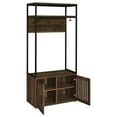 thumbnail image 3 of Quincy 2-door Coat Rack Hall Tree Storage Bench Dark Pine, 3 of 13