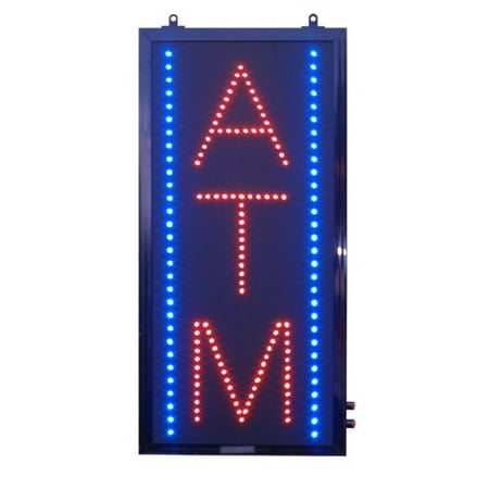 - Red & Blue LED ATM Sign - 11 inch x24 inch vertical rectangle