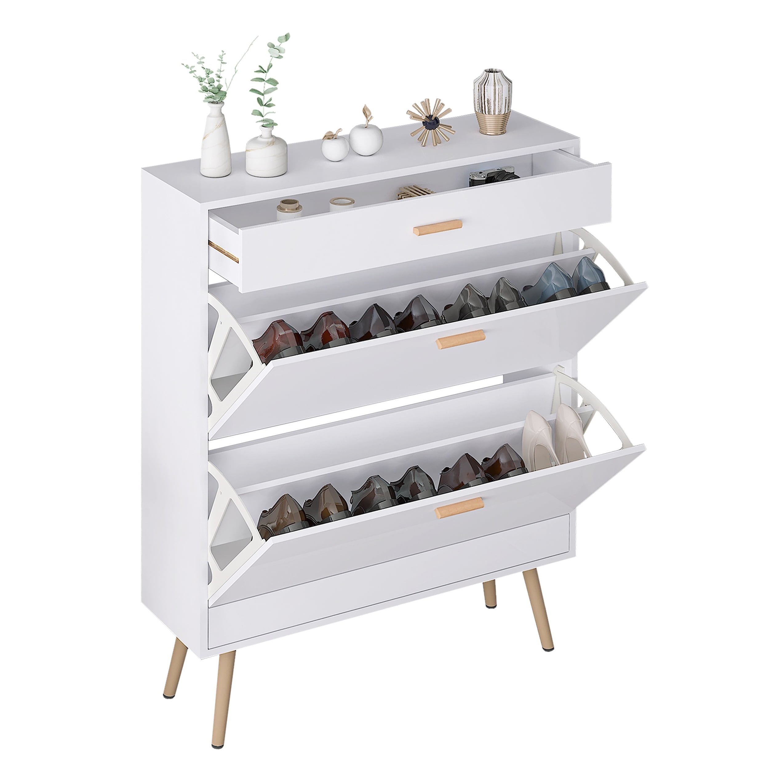 SamyoHome Free Standing Shoe Shoe Storage with 2 Flip