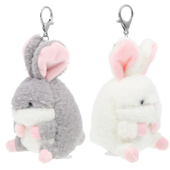 HAMPPLIES 2Pcs Stuffed Rabbit Keychain Plush Bunny Keychain For Children In Realistic Style