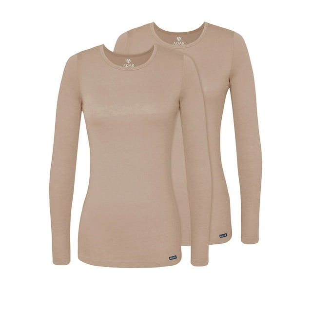 Adar sous-Couches pour Femmes, Lot de 2 - T-Shirt de sous-Couche à Manches Longues Confortable