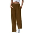 thumbnail image 3 of Yoga Black Pants, Women Fashion Solid Color Elastic Waist Sports Casual Pants With Side Pockets Women High Waisted Pants (Brown,XXL), 3 of 7