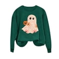 thumbnail image 4 of Plus Size Halloween T Shirts for Women Funny Cute Long Sleeve Graphic Tees Casual Loose Pullover Tops Fall Clothes Purple, 2XL, 4 of 6