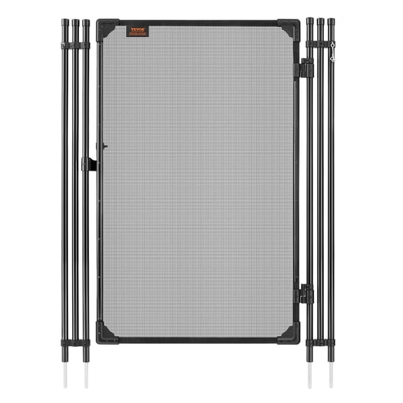 4x2.5ft Inground Pool Fence Gate Lockable Security Door Kit with Metal Latch Black PVC Mesh Round Tube Easy Installation