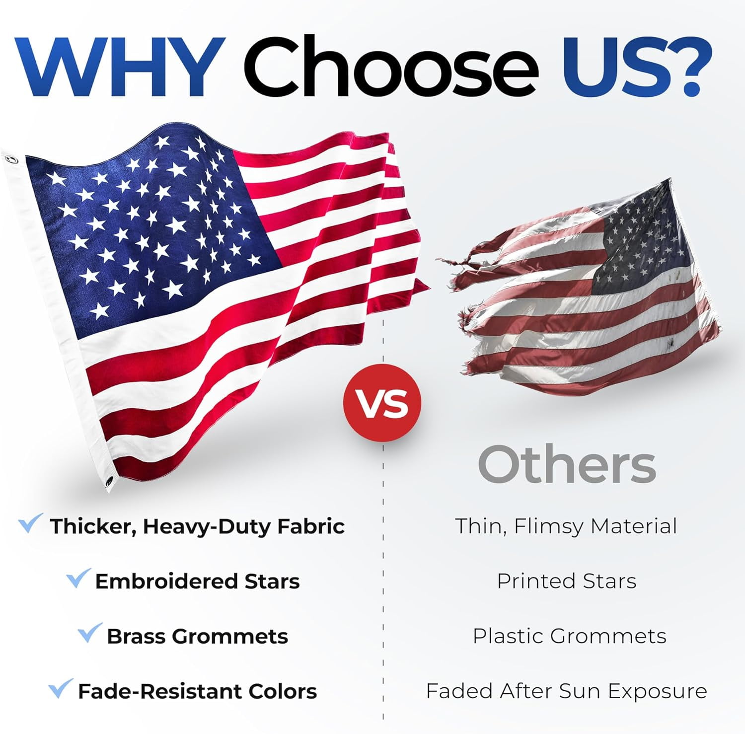 American Flag 4X6 Ft for Outside, Heavy Duty Nylon US Flags for High Wind Outdoor, Fade Resistant and Waterproof USA Flag with Embroidered Stars, Sewn Stripes, Brass Grommets,304SS Hook