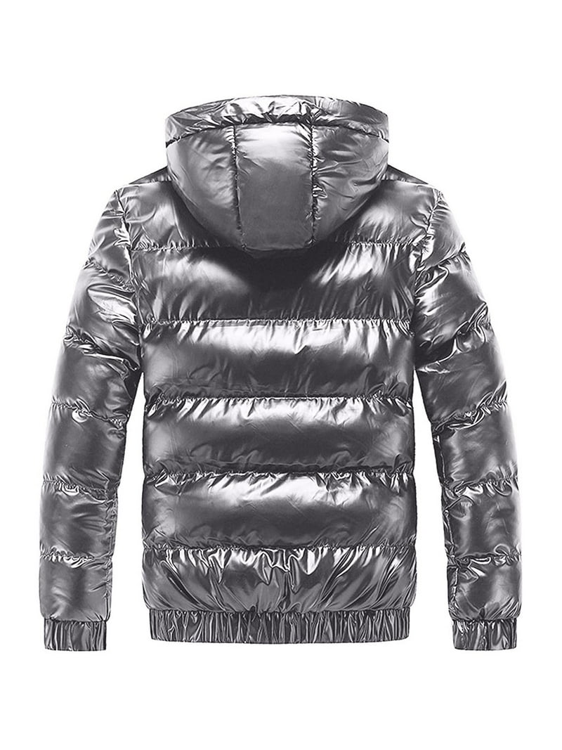 YYDGH Winter Warm Men Puffer Coat with Hood,Shiny Hooded