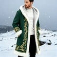 thumbnail image 4 of Christmas Men's Long Cardigan Hoodies Women Unisex Santa Claus Trim Warm Hooded Coat with Pocket Cozy Winter Outerwear, 4 of 4