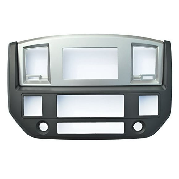 SLATE GREY Black and Silver Aftermarket Stereo Radio Double Din Dash Install Kit Compatible with Dodge Ram 2006 2007 2008 2009 (Standard, Silver)