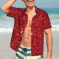 thumbnail image 7 of Kll Men'S Hawaiian Shirt Short Sleeve Button Down Beach Shirts-Red Glitter, 7 of 7