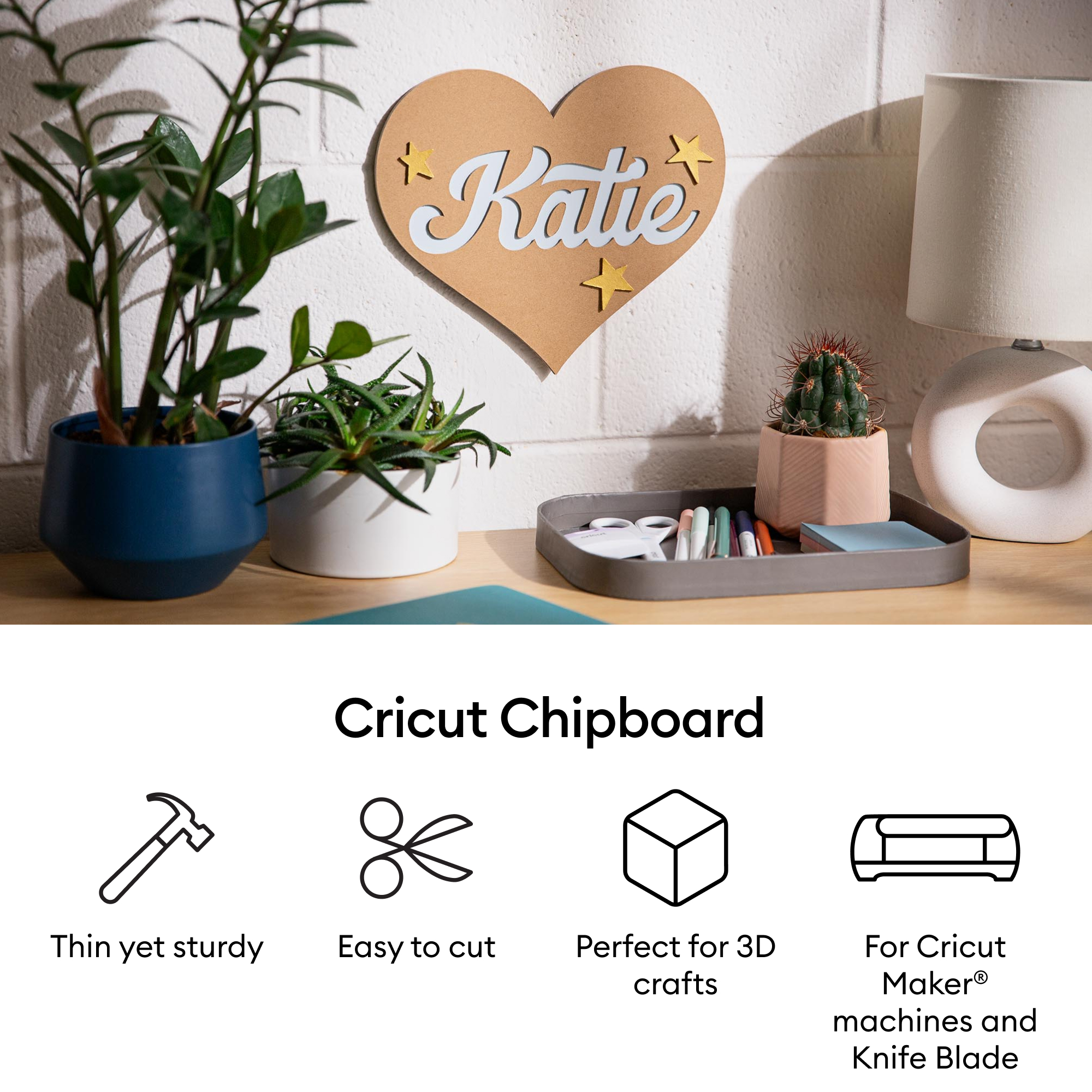 Cricut® Heavy Chipboard, 2mm 11 in x 11 in (5), 11" x 11",Nature