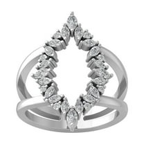 Araiya Fine Jewelry 14K White Gold Marquise and Round shape Lab Grown Diamond Fashion Band Ring ( 7/8 cttw, D-F Color, VS Clarity) Size 8.5