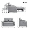 thumbnail image 2 of Ktaxon Faux Leather Loveseat Sofa Bed with Side Pockets, Adjustable Backrest Lounge for Living Room, Game Room Light Gray, 2 of 11