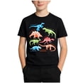 thumbnail image 2 of HAOTAGS Boys Glow-in-the-Dark T-shirts Round-Neck Short-Sleeve Graphic Tee Fun Soft & Breathable Summer Casual Cotton Top Black Size 5-6 Years, 2 of 8