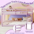 thumbnail image 3 of SESSLIFE Bunk Bed Twin Over Twin, Low Floor Bunk Bed with Guard Rails for Dorm, Small Space, No Box Spring Needed (Pink), 3 of 7