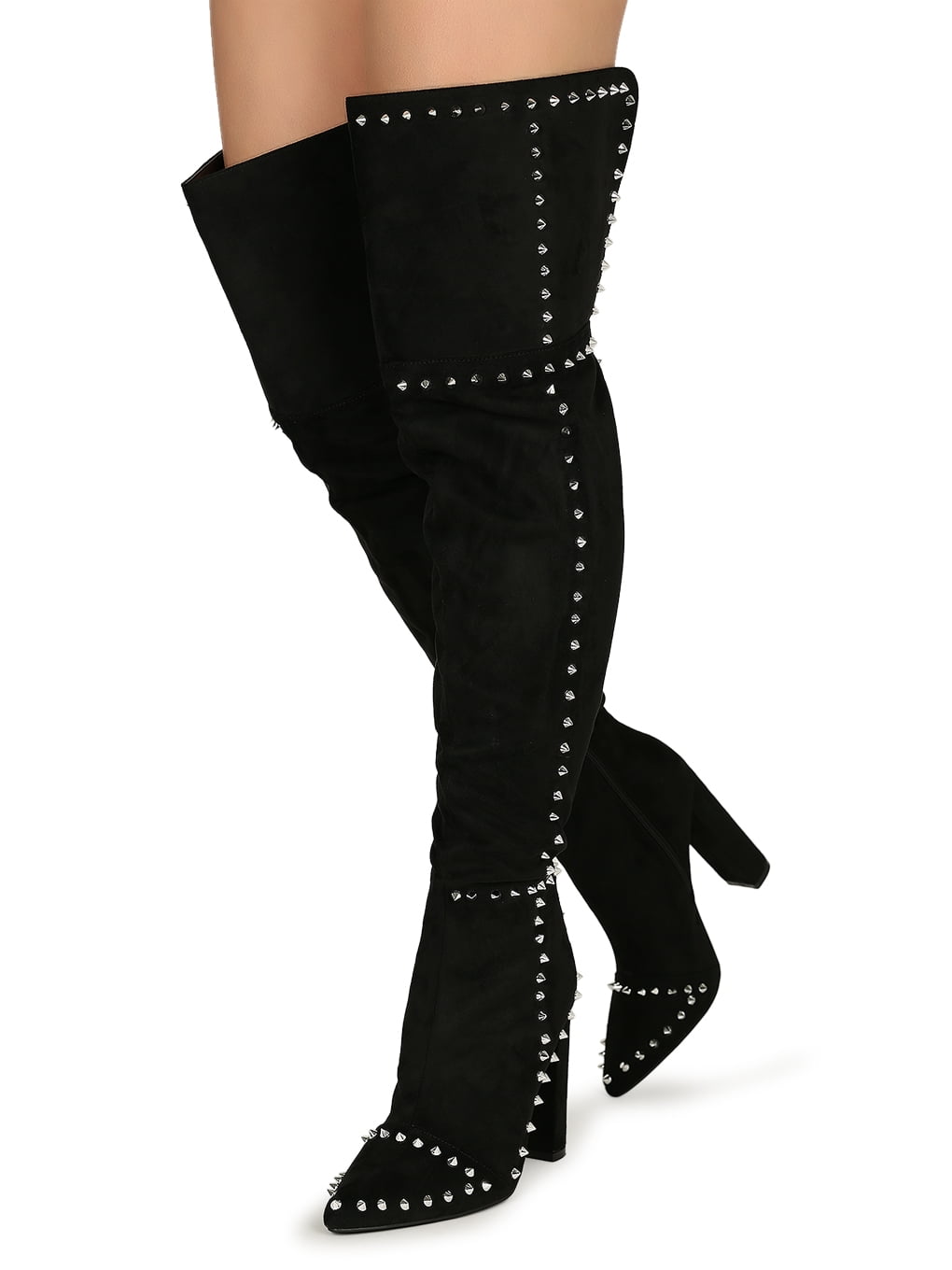 Studded thigh hot sale high boots