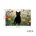 thumbnail image 3 of AshasdS Black Cat in Wildflowers Linen Table Mats Set of 4 12x18 inch for Spring Summer Home Table Decor, 3 of 4
