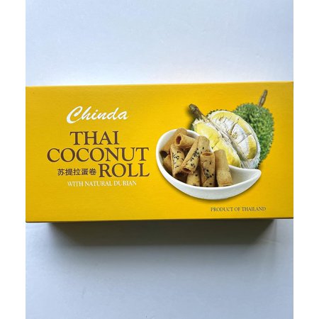 Thai Coconut Roll with Natural Durian from 16 g. (6 x 0.56 oz.) Pack of 2, Shipped by Thai Pantry.net