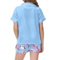 thumbnail image 4 of WOYY Girls Silk Satin Pajamas Horse Print Button Down Shirt Shorts PJs,2-Piece, Sizes 2-13, 4 of 4