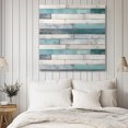 thumbnail image 4 of Turquoise Grey Wooden Wall Art Painting on Canvas, Farmhouse Teal Wood Canvas Art Home Prints Wall Art Framed Modern Artwork for Living Room Bedroom Wall Decor 8x8in, 4 of 9