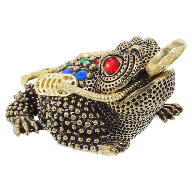 Copper Toad Sculpture Ornament Desktop Decoration Office Wealth Symbol 1Pcs