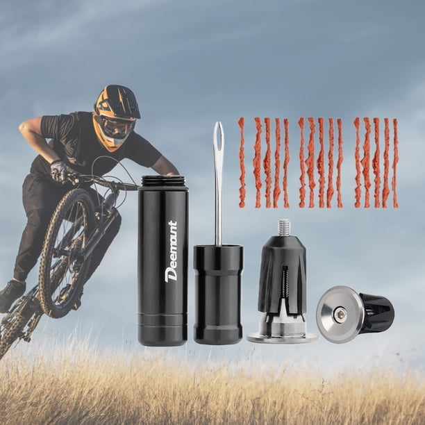 Kit de reparación de neumáticos de bicicleta oculta con extremo de barra de herramientas para mantenimiento de bicicletas (gris oscuro)