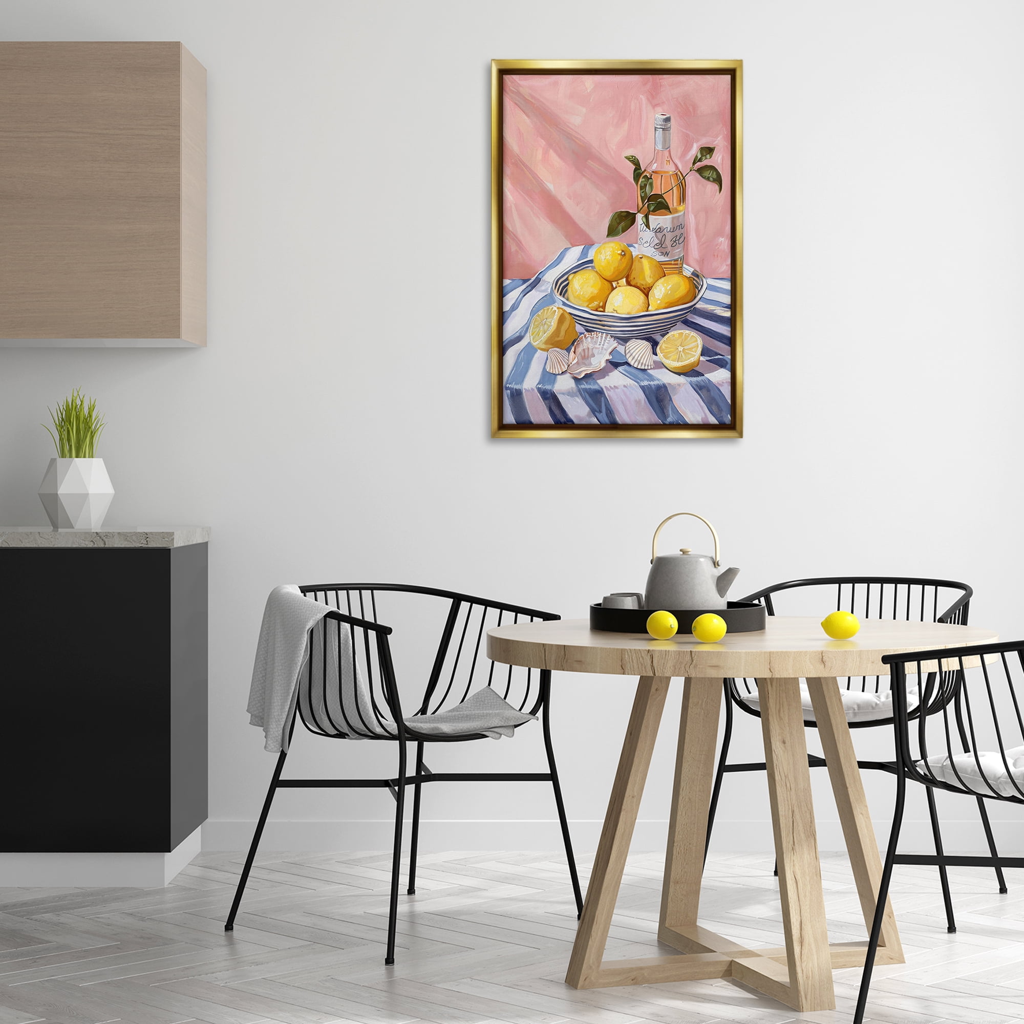 Stupell Industries Summer Fruit & Wine Food & Beverage Painting Gold Floater Framed Canvas Art Print Wall Art, 21 x 31