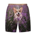 thumbnail image 4 of Lsque Mens Swim Trunks Dog in Lavender Flowers Pattern - Bathing Suit Compression Liner - Beach Swim Shorts Swimwear - (S-3XL) - Stretch Quick Dry -Large, 4 of 9